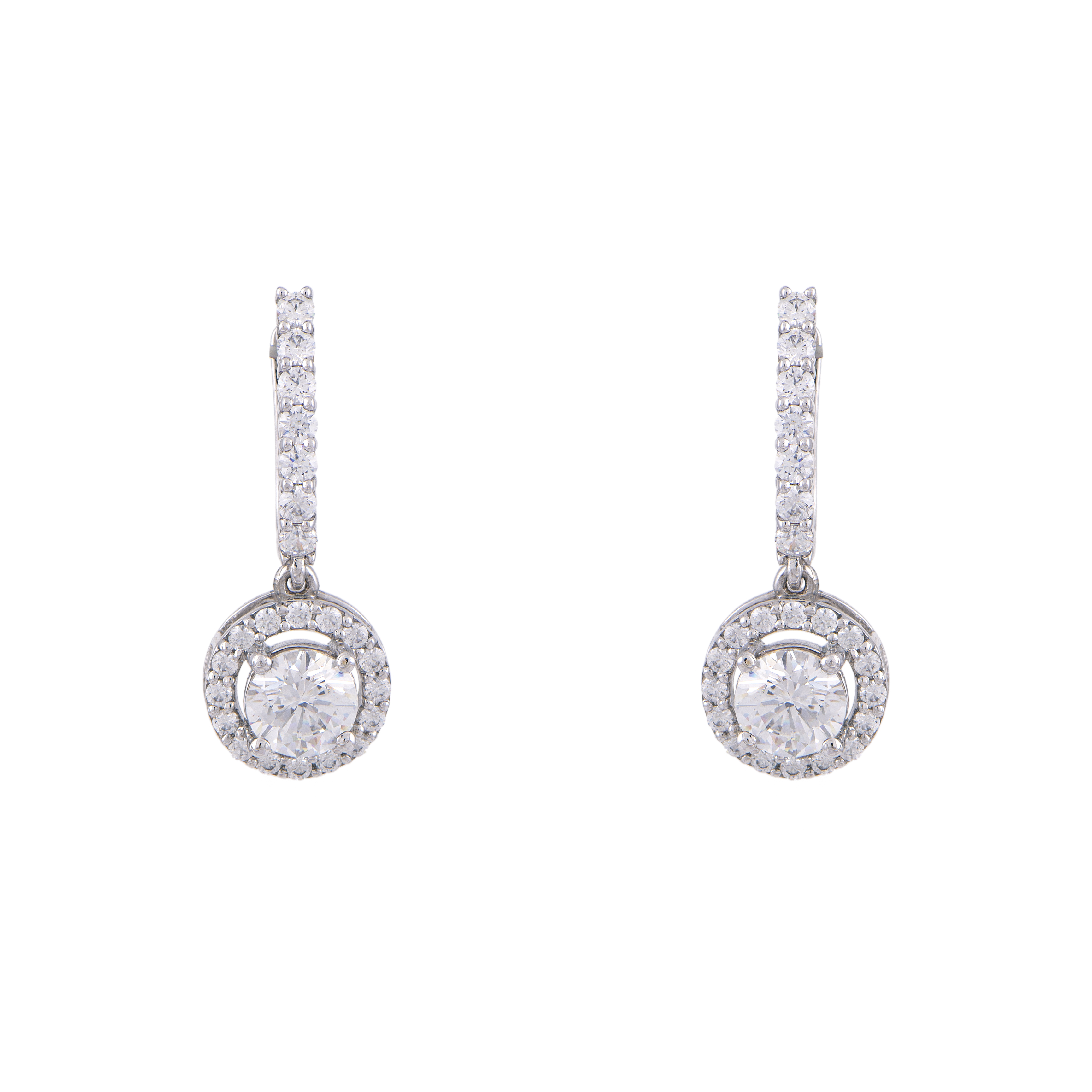 Round Solitaire Drop Earrings